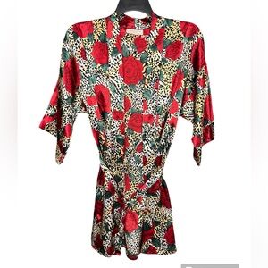 Vintage Kristine Tyler Intimates Cheetah Rose Robe